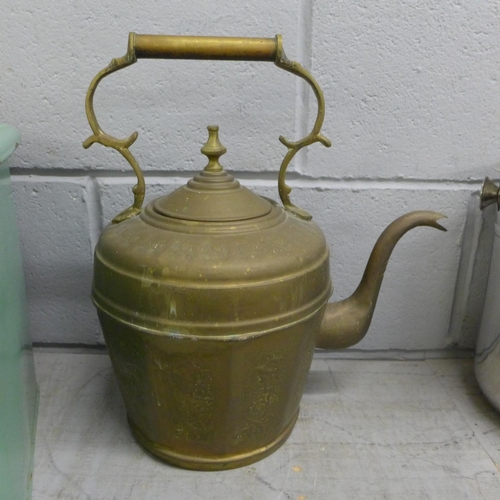 1125 - An enamel bread bin, a kettle and a wine bucket **PLEASE NOTE THIS LOT IS NOT ELIGIBLE FOR POSTING A... 