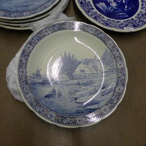 1136 - Six large Boch blue and white plates **PLEASE NOTE THIS LOT IS NOT ELIGIBLE FOR POSTING AND PACKING*... 