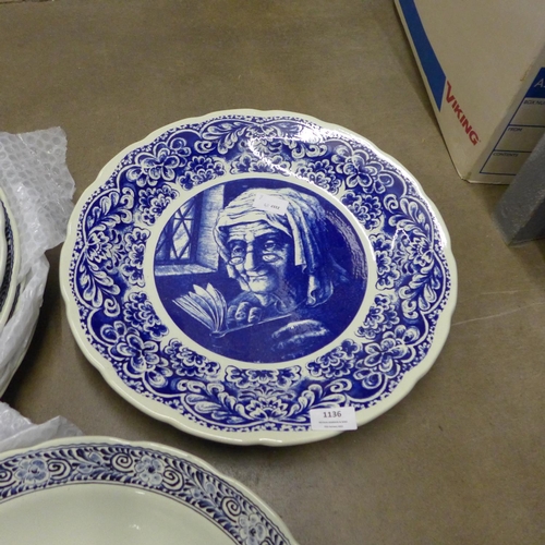 1136 - Six large Boch blue and white plates **PLEASE NOTE THIS LOT IS NOT ELIGIBLE FOR POSTING AND PACKING*... 