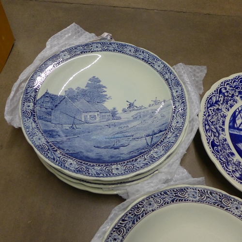 1136 - Six large Boch blue and white plates **PLEASE NOTE THIS LOT IS NOT ELIGIBLE FOR POSTING AND PACKING*... 