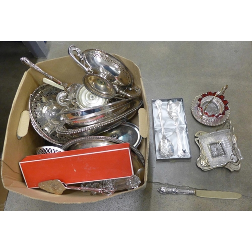 1145 - A box of silver plated and glass items **PLEASE NOTE THIS LOT IS NOT ELIGIBLE FOR POSTING AND PACKIN... 