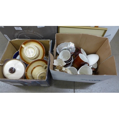 1148 - Four boxes of assorted items including china, figures and a large model village **PLEASE NOTE THIS L... 