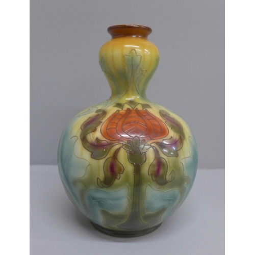 603 - A Royal Bonn Art Nouveau tube lined vase, 22.5cm