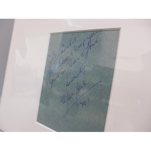 609 - A Marvin Gaye display, autographed note with dedication and photograph