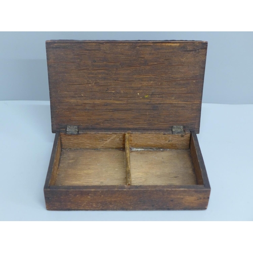 613 - A copper topped wooden Arts & Crafts cigarette box