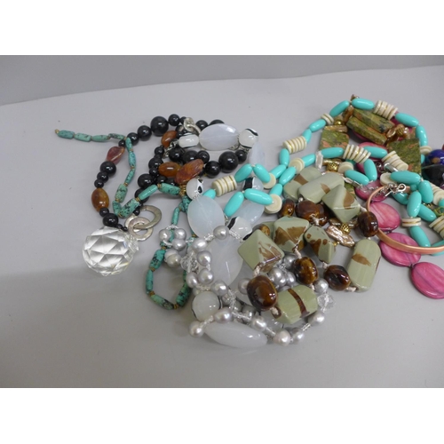 615 - Costume jewellery, mainly bead necklaces