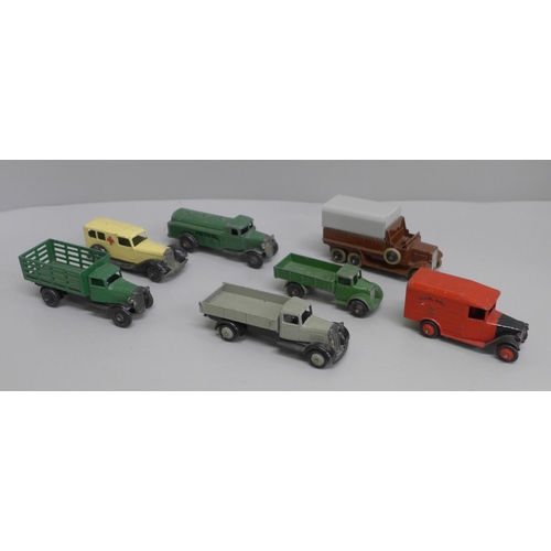 618 - A collection of seven die-cast Dinky Toys including 1940s