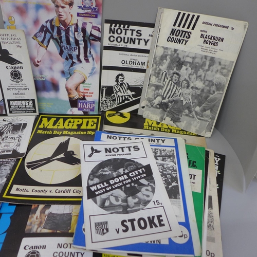 663 - Football memorabilia; thirty different format Notts County home programmes, 1960's onwards