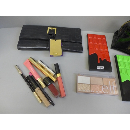 676 - Assorted cosmetics including Chanel powder blush no. 99, YSL mascara volume effect waterproof, Chane... 