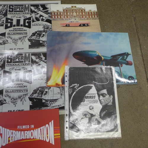 682 - Thunderbirds Gerry Anderson collection of blue prints for Fireball XL5, Shado (Space 1999), magazine... 