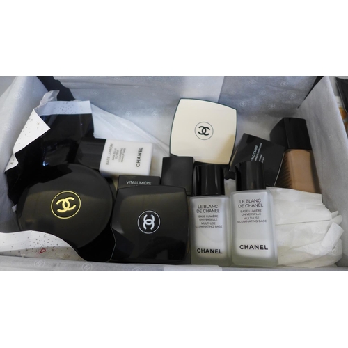 687 - Fifteen items of Chanel cosmetic products, as new and unused, including powder blush, bronzer, sheer... 