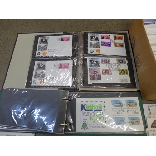 692 - Stamps; a box of worldwide first day covers in albums and loose