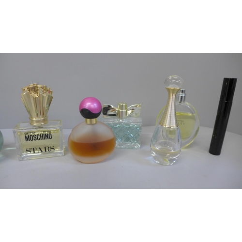 701 - Eleven assorted perfumes including Christian Dior J'adore, Moschino, Estee Lauder Youth Dew eau de p... 