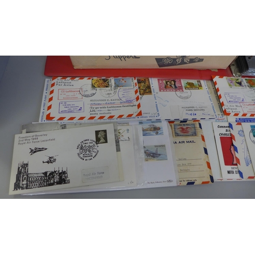 714 - Stamps; flight covers in album and loose, including first flights