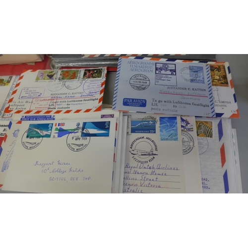 714 - Stamps; flight covers in album and loose, including first flights