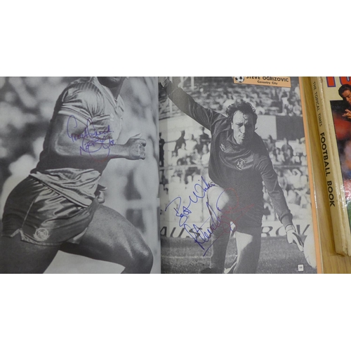 717 - Two Topical Times football books, signed, including Molby, Hodge, Birtles, Hazard, Roeder, Devonshir... 