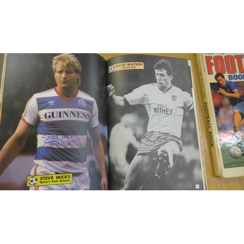 717 - Two Topical Times football books, signed, including Molby, Hodge, Birtles, Hazard, Roeder, Devonshir... 