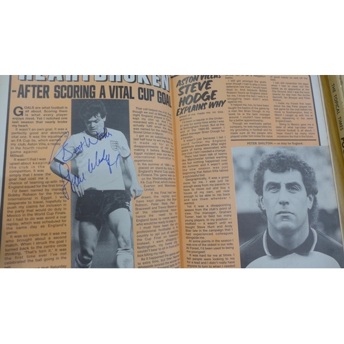 717 - Two Topical Times football books, signed, including Molby, Hodge, Birtles, Hazard, Roeder, Devonshir... 