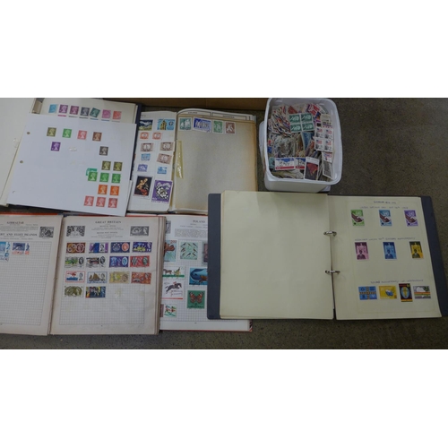 729 - Stamps; a box of stamps, covers, etc., loose and in albums