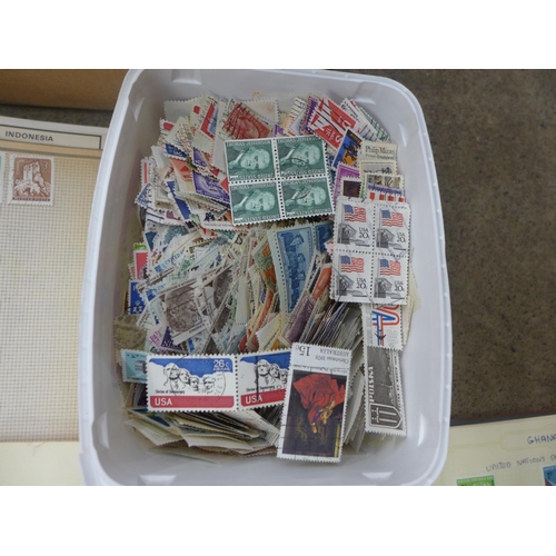 729 - Stamps; a box of stamps, covers, etc., loose and in albums