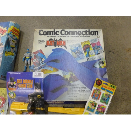 730 - Vintage Batman collection including Batman Shoot Out and Comic Collection, sunglasses, gun, etc. (8)