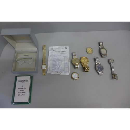 737 - A collection of wristwatches including three Swatch, boxed lady's Longines, Citizen, Seiko, Timax, S... 