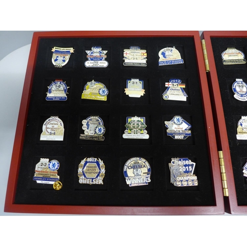 771 - A Danbury Mint Chelsea FC victory pin collection, cased, (30 cards)