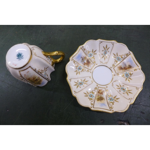 790 - A Flight Worcester Wrythen fluted trio c1790, saucer restored, a Coalport shaped demitasse coffee cu... 