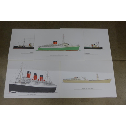 811 - Eleven 1970s First Impression prints of liners and merchant vessels