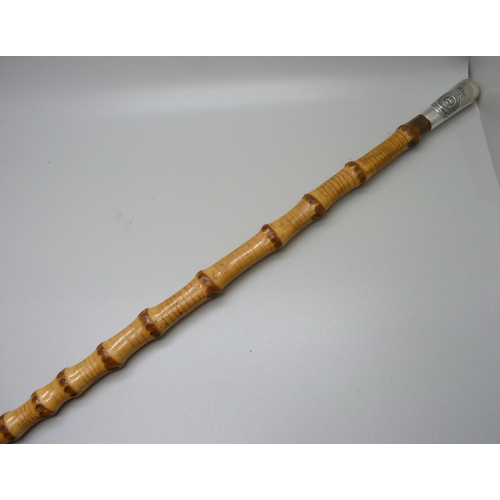 823 - A silver mounted bamboo swagger stick, Kings Regiment, Liverpool