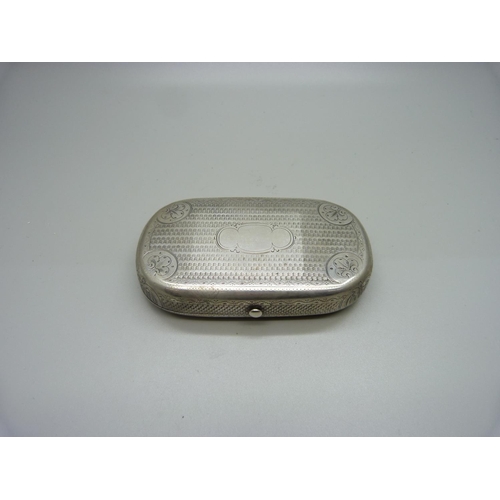 839 - A white metal box, with continental control marks, 91g, 103mm