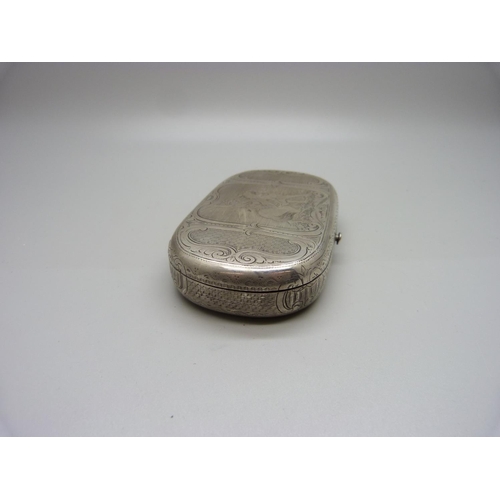 839 - A white metal box, with continental control marks, 91g, 103mm