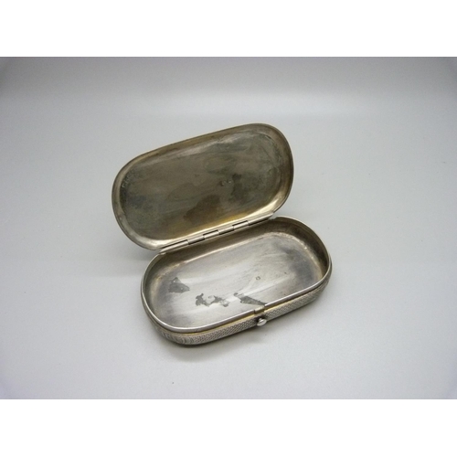 839 - A white metal box, with continental control marks, 91g, 103mm