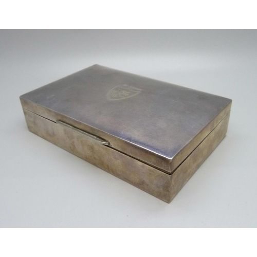 848 - A silver cigarette box with St. Annes Golf Club engraving to the lid, cedar lined, by Walker & Hall,... 