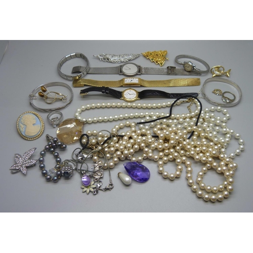 855 - Costume jewellery and wristwatches