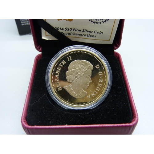 859 - A Canadian 2014 silver gilt commemorative $20 coin, 31.39g of pure silver