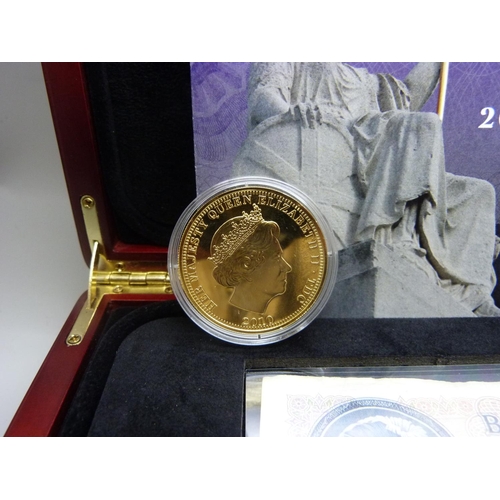 861 - The London Mint, Farewell Britannia 2010 coin and Banknote Tribute set, .958 silver layered with 24 ... 