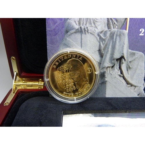 861 - The London Mint, Farewell Britannia 2010 coin and Banknote Tribute set, .958 silver layered with 24 ... 