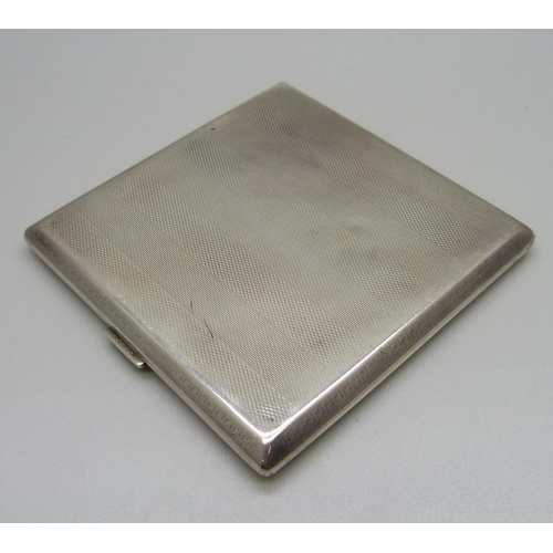 862 - A silver Mappin & Webb cigarette case, Birmingham 1927, the inner case bears inscriptions, from HMS ... 