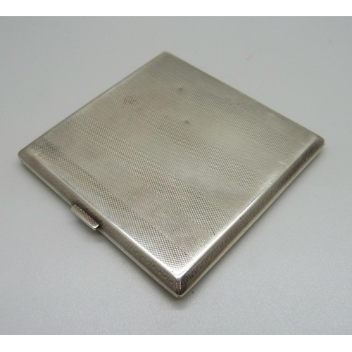 862 - A silver Mappin & Webb cigarette case, Birmingham 1927, the inner case bears inscriptions, from HMS ... 