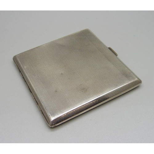 862 - A silver Mappin & Webb cigarette case, Birmingham 1927, the inner case bears inscriptions, from HMS ... 