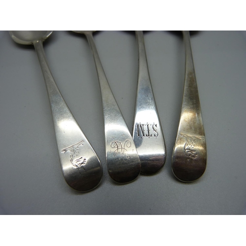 868 - Four Georgian silver spoons, 124g