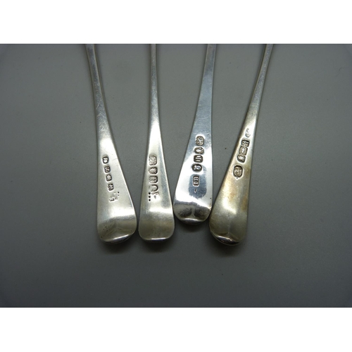 868 - Four Georgian silver spoons, 124g