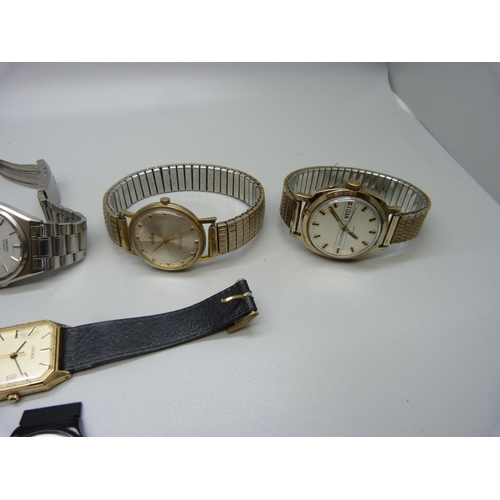 876 - A collection of wristwatches, Seiko, Sekonda and a lady's 9ct gold wristwatch