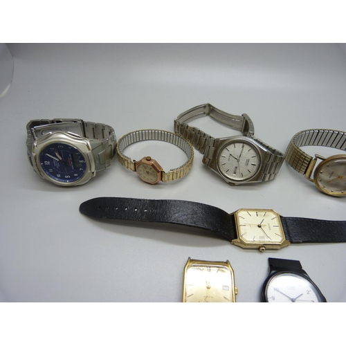 876 - A collection of wristwatches, Seiko, Sekonda and a lady's 9ct gold wristwatch