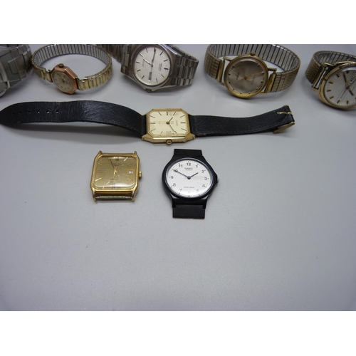 876 - A collection of wristwatches, Seiko, Sekonda and a lady's 9ct gold wristwatch