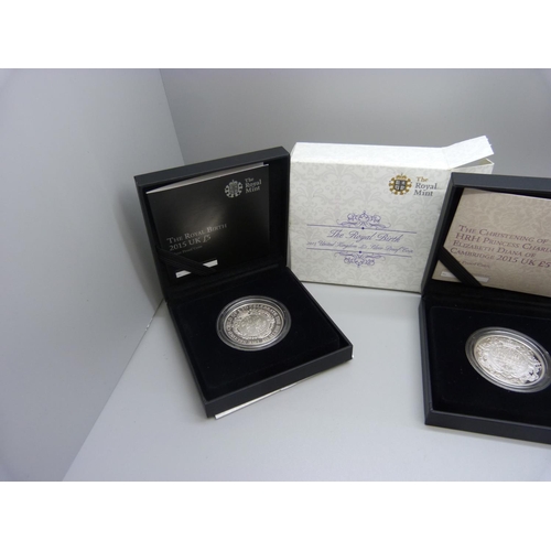 887 - Three Royalty related silver proof coins, The Royal Birth, 2015, The Church of St Mary Magdalene San... 