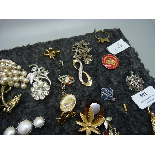 891 - Approximately thirty brooches, etc.