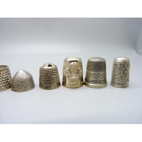 892 - Ten silver thimbles and one other