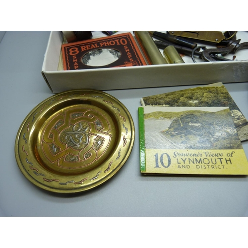 894 - Assorted items, a War Department cylindrical container, snuff box, etc.